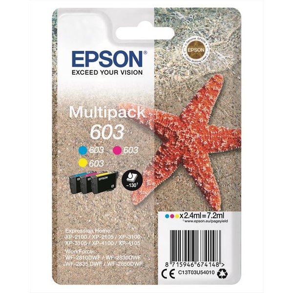 Epson - 603 Stella Marina T03u Standard Multipack 3 Colori-ciano, Magenta, Giallo-image