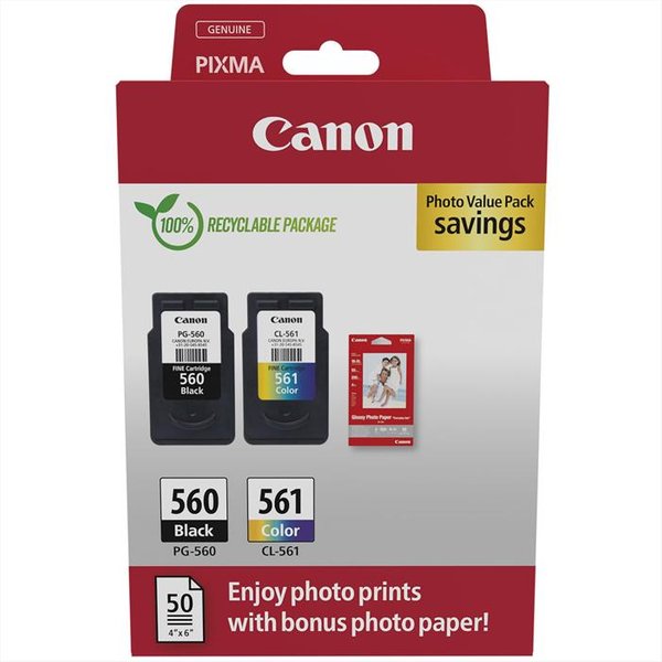Canon - Pg-560/cl-561 + Carta Fotografica Gp-501-colore-image