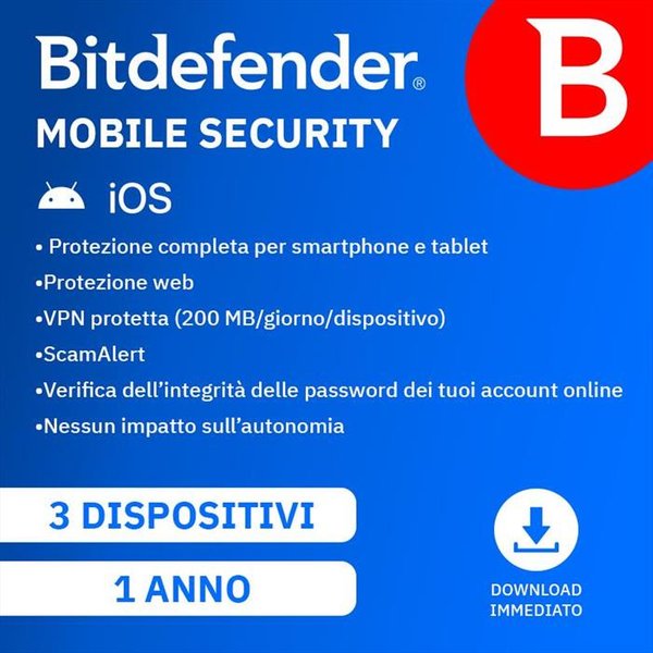 Bitdefender - Mobile Security 1 Anno - 3 Dispositivi-image