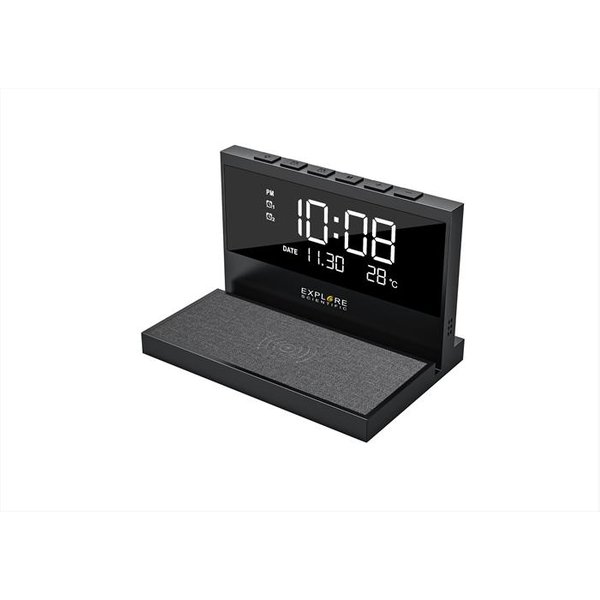 Explore Scientific - Orologio Da Scrivania Con Ricarica Wireless-Black-image