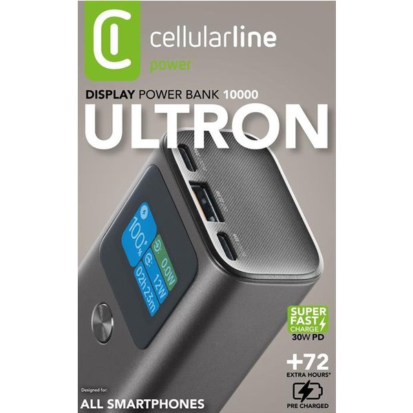 Cellularline - Power Bank 10000Mah 30W Display Lcd Pbultron10000D-Nero-image