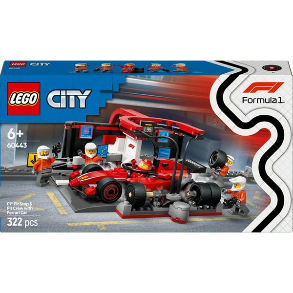 Lego - City F1 Pitstop E Meccanici Con Ferrari F1® 60443, Multicolore-image