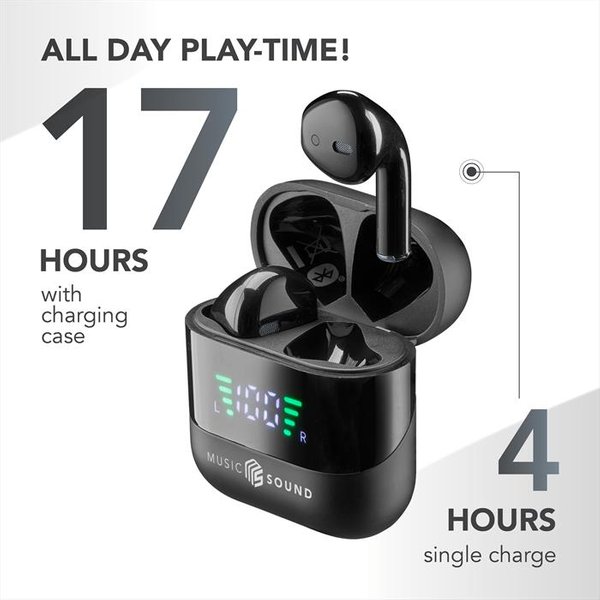 Music Sound - Auricolari Tws Con Display Led-Black-image