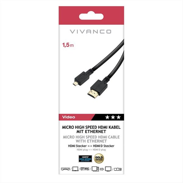 Sbs - Cavo Micro Hdmi Ad Alta Velocità Con Ethernet-Nero-image