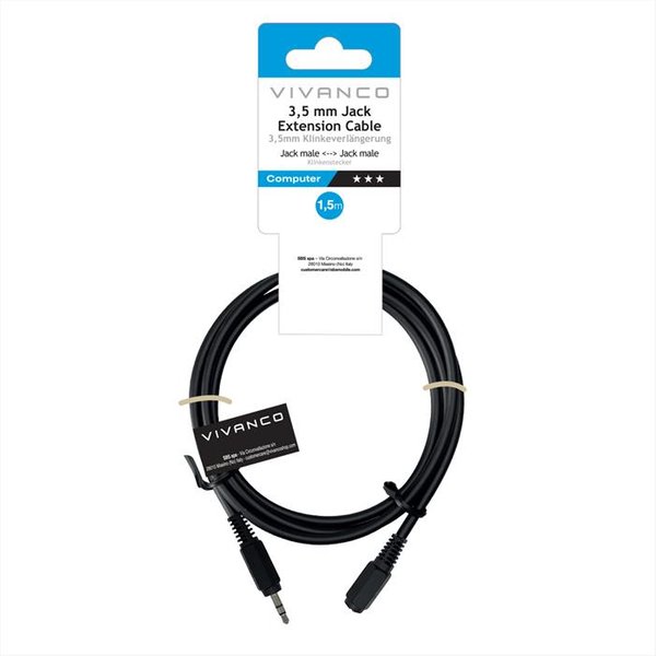 Sbs - 3,5Mm Plug - 3,5Mm Socket 1,5M,-Nero-image