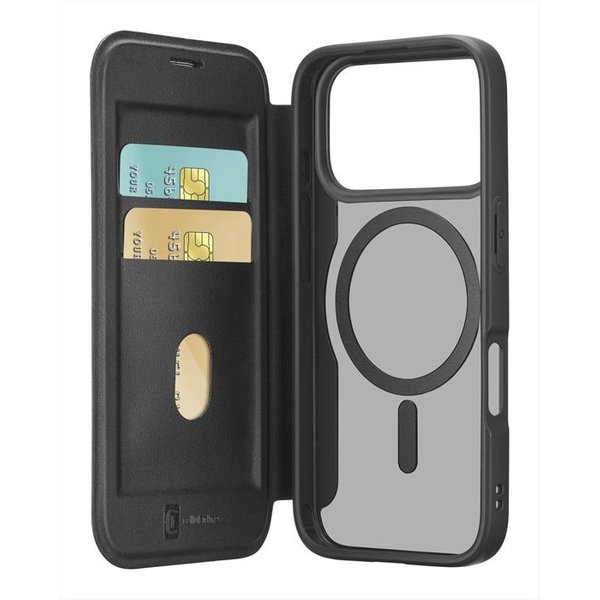 Cellularline - Custodia A Libro Daily Mag Per Iphone 17 Pro-Nero, Trasparente-image