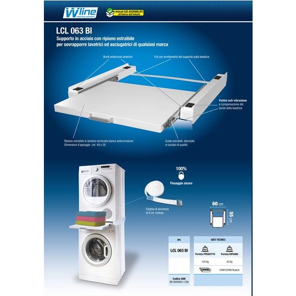 Munari - Supporto Per Lavatrici E Asciugatrici Lcl063Bi-Bianco-image
