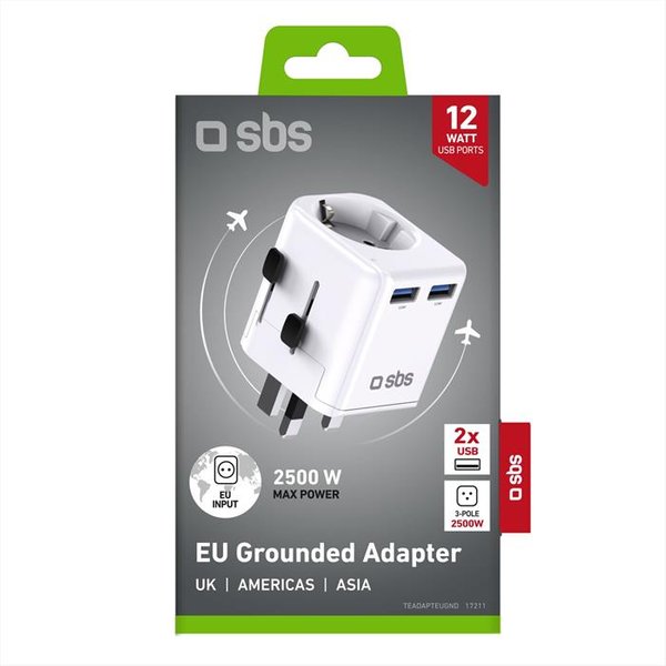 Sbs - Universal Grounded Adapter To Eu Plug-Bianco-image