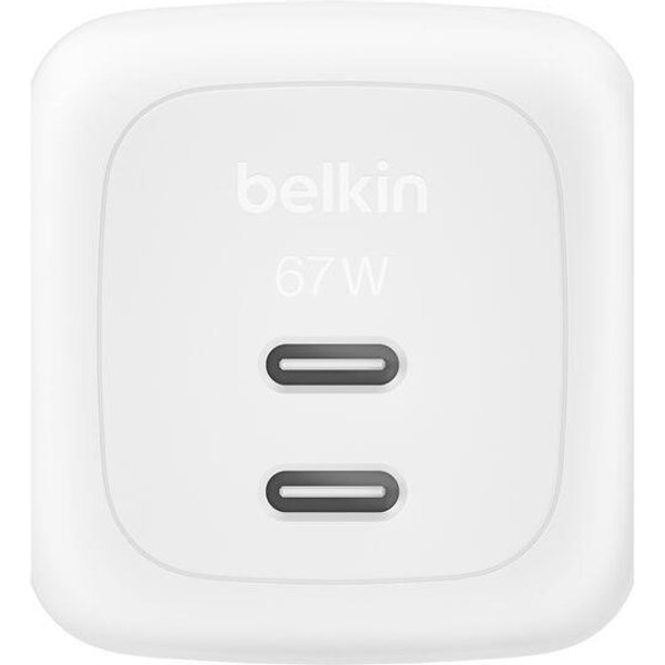 Belkin - Doppio Caricabatteria Da Parete Gan Usb-C Da 67 W-Bianco-image