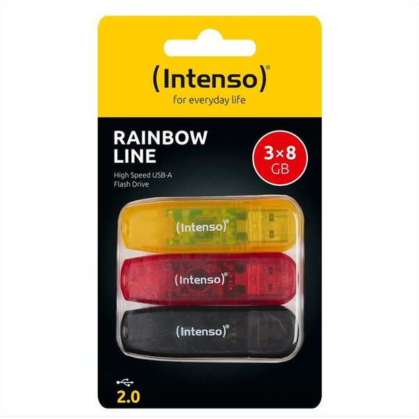 Intenso - Chiavetta Usb Rainbow Tripack 3X8Gb-Giallo/Rosso/Nero-image