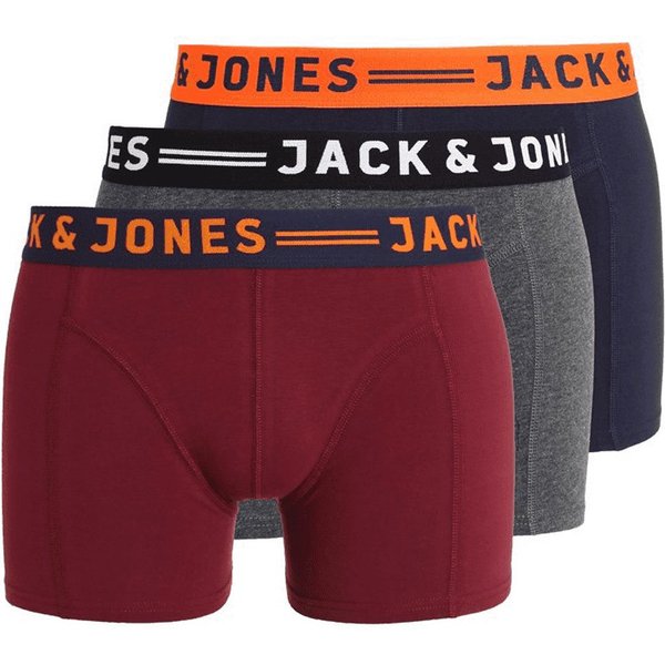 Jack And Jones Mens 3-Pack Trunks - Wine - L