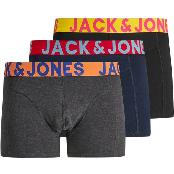 Jack And Jones Mens Cotton Stretch 3-Pack Trunks - Crazy - S