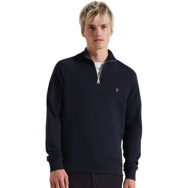 Farah Mens Jim Quarter Zip Sweatshirt - True Navy - M
