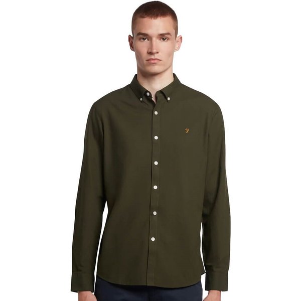 Farah Mens Brewer Slim Fit Oxford Shirt - Evergreen - 2XL