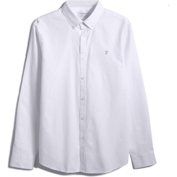 Farah Mens Brewer Slim Fit Oxford Shirt - White - S