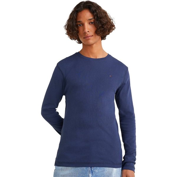 Tommy Jeans Mens Long Sleeve Slim Fit T-Shirt - Black Iris - XL