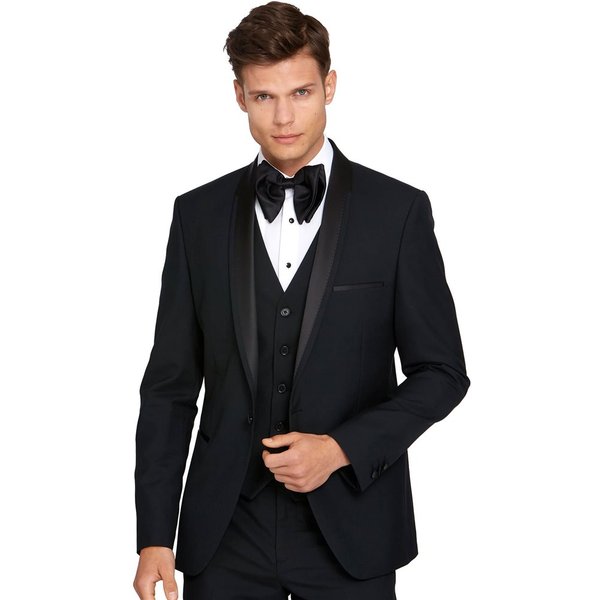 Benetti Mens James Shawl Tailored Fit Suit Jacket - Black - 44L