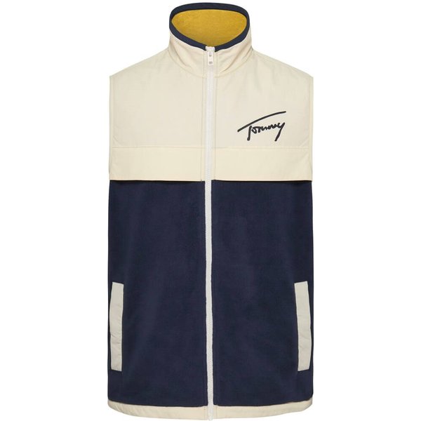 Tommy Jeans Mens Signature Mixed Media Gilet - Navy - XL