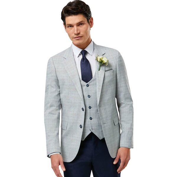 Benetti Mens Phillip Tailored Fit Suit Jacket - Silver - 42L