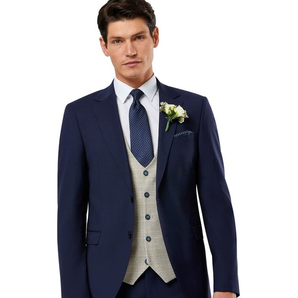Benetti Mens Phillip Tapered Fit Suit Waistcoat - Stone - 36R