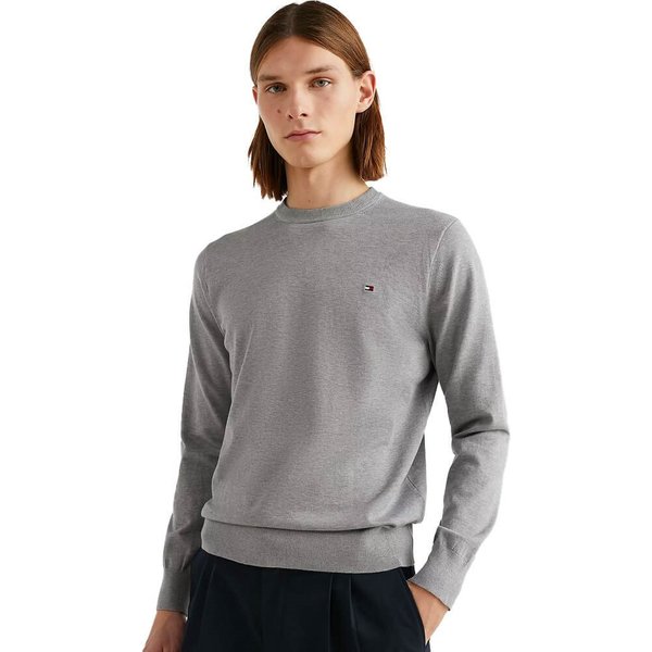 Tommy Hilfiger Mens Organic Cotton Jumper - Grey - 2XL