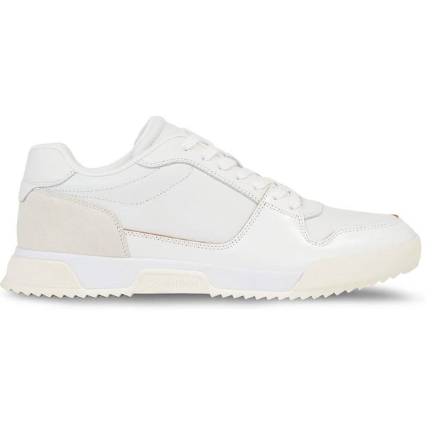 Calvin Klein Mens Leather Trainers - White Mix - 8