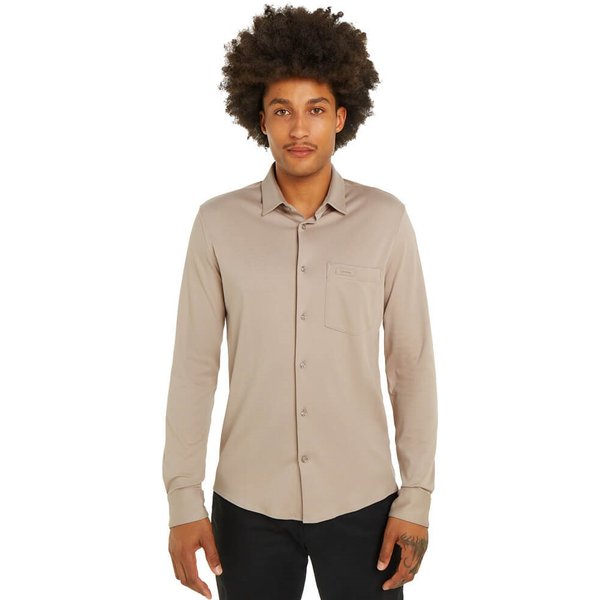 Calvin Klein Mens Smooth Cotton Pocket Slim Shirt - Atmoshpere - XL