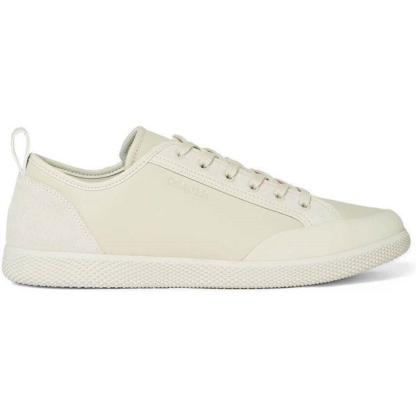 Calvin Klein Mens Leather Trainers - Dark Ecru - 10