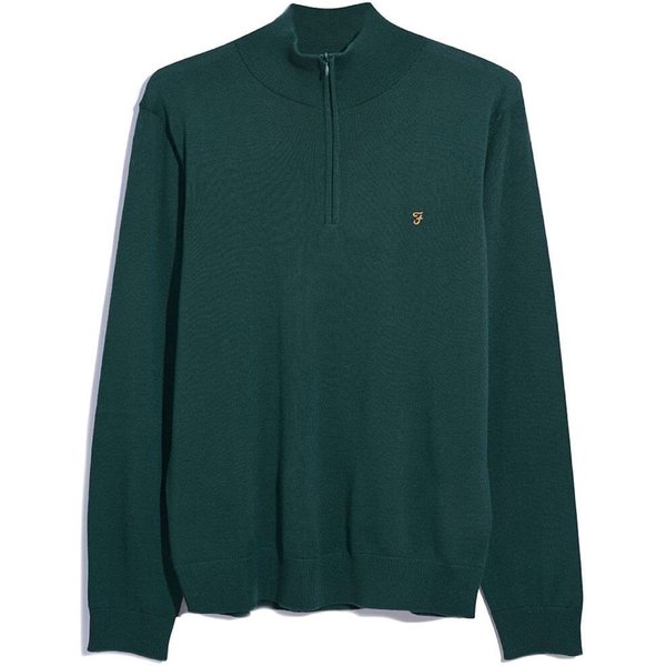 Farah Mens Redchurch Merino Wool Quarter Zip Jumper - Botanic Green - 3XL