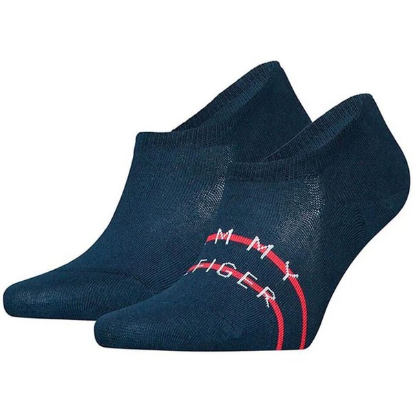 Tommy Hilfiger Mens 2-Pack Stripe No Show Socks - Navy - 6-8