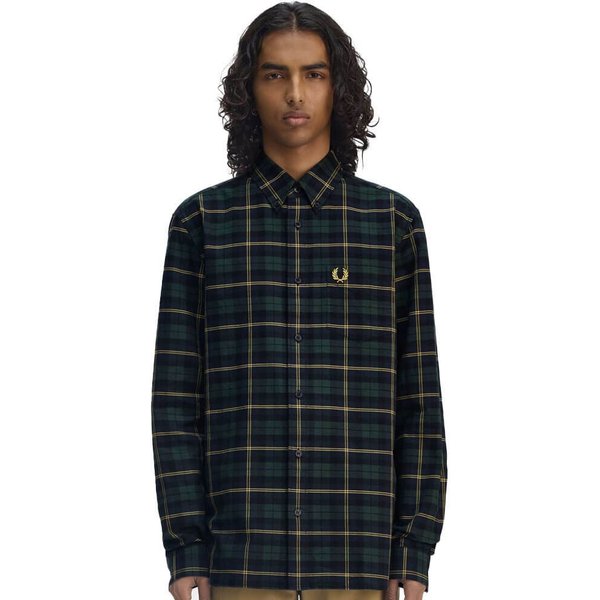 Fred Perry Mens Oxford Tartan Shirt - Navy - S