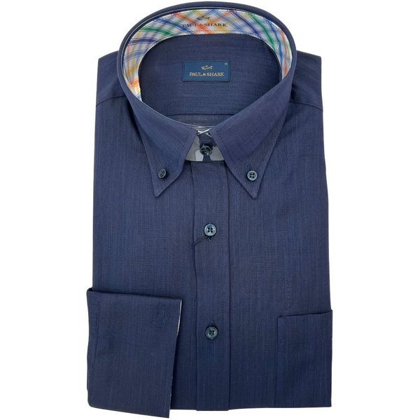 Paul & Shark Mens Textured Cotton Shirt - Navy - S