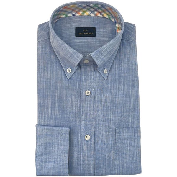 Paul & Shark Mens Textured Cotton Shirt - Blue - S