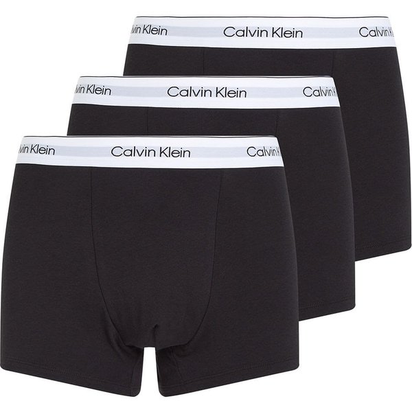 Calvin Klein Mens Icon Cotton Stretch Relaxed Dart 3-Pack Trunks – Black - XL