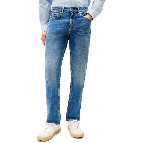 Tommy Hilfiger Mens Denton Faded Straight Leg Jeans - Light Blue - 32W X 32L