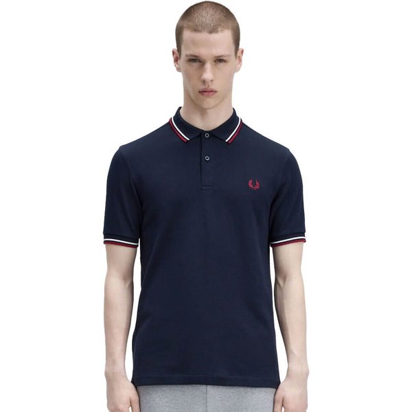 Fred Perry Mens M3600 Twin Tipped Polo Shirt - Navy/White/Red - M