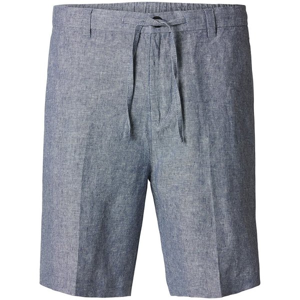 Selected Homme Mens Leroy Regular Fit Linen-Blend Shorts - Oceana - S