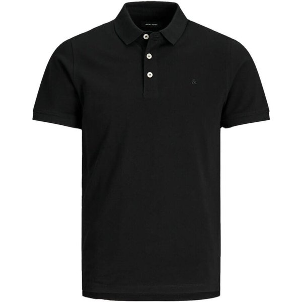 Jack And Jones Mens Plain Polo Shirt - Black Tonal - M