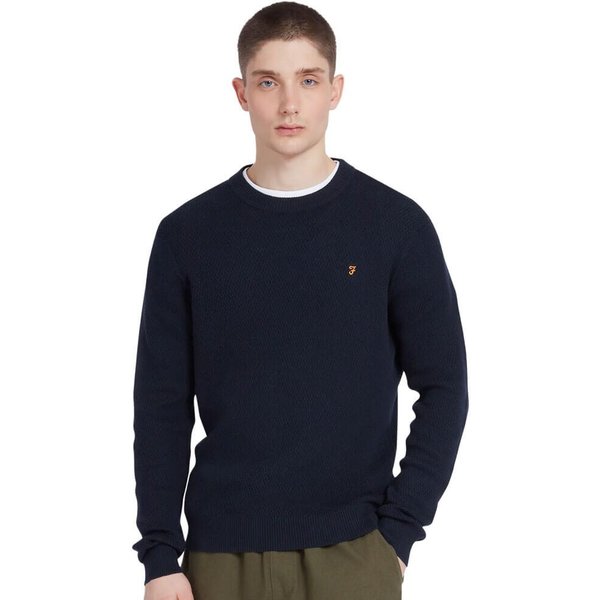 Farah Mens Rainhill Honeycomb Sweater - True Navy - XL