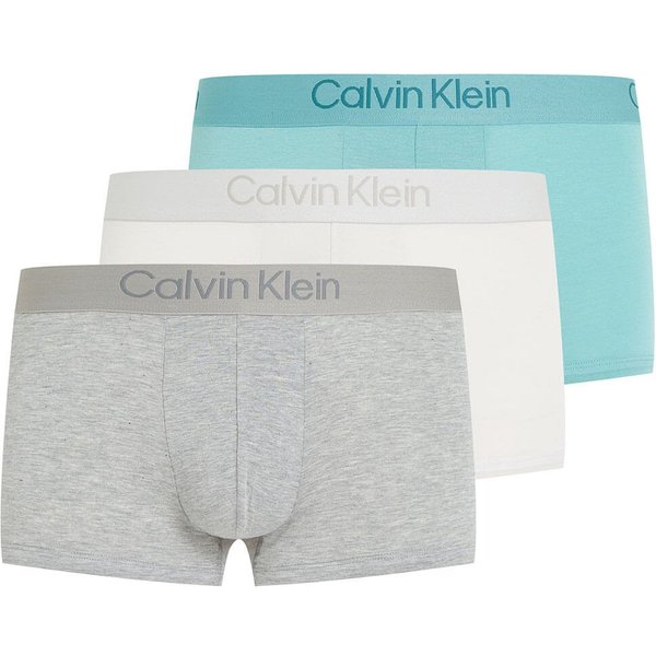 Calvin Klein Mens Modal 3-Pack Trunks - Grey/Chalk/Saltwater - XL