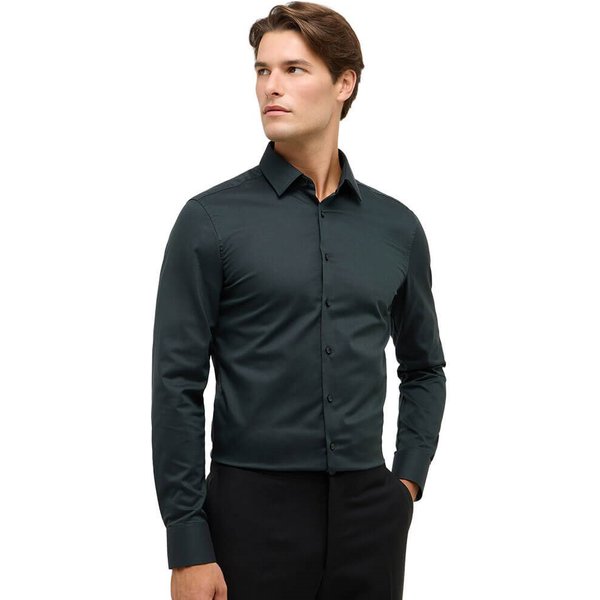 Eterna Mens Structured Slim Shirt - Dark Green - 46