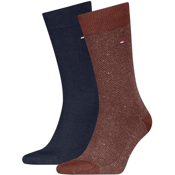 Tommy Hilfiger Mens 2-Pack Herringbone Socks - Chocolate Brown - 6-8