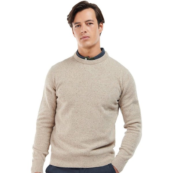 Barbour Mens Tisbury Crew Neck Jumper - Stone - 2XL