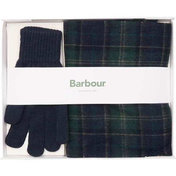 Barbour Tartan Scarf & Glove Gift Set - Green Loch Tartan - One