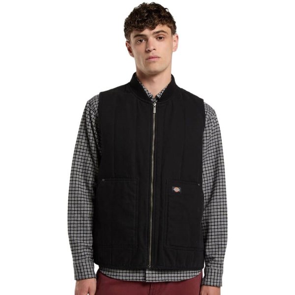Dickies Mens Quilted Canvas Gilet - Black - XS