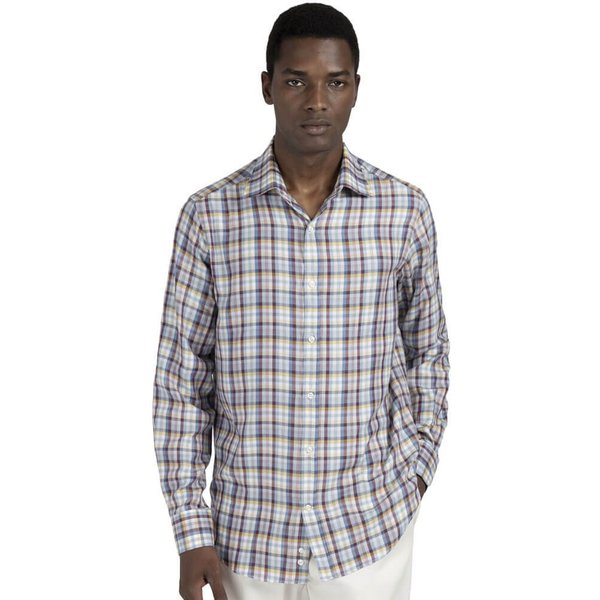 Paul & Shark Mens X-Soft Shirt With Checkered Pattern - Tartan Cream - S