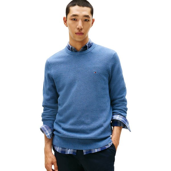 Tommy Hilfiger Mens Flag Embroidery Jumper - Petrol Blue - 2XL