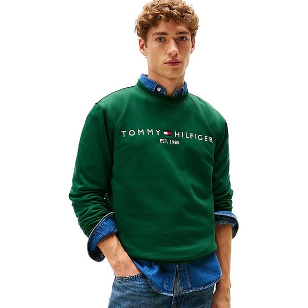 Tommy Hilfiger Mens TH Flex Logo Sweatshirt - Ornamental Green - M