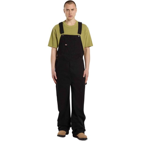 Dickies Mens Loose Canvas Bib Overalls - Black - XS