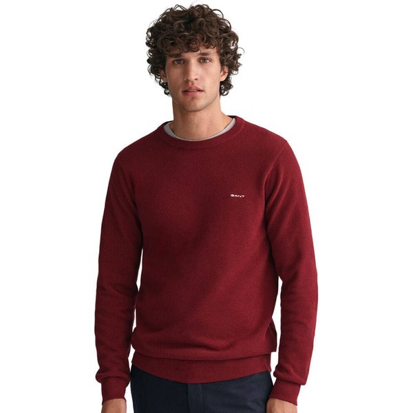 GANT Mens Cotton Pique Sweater - Plumped Red - 2XL